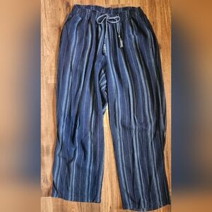 Christopher & Banks Navy Linen Blend Wide Leg Pants